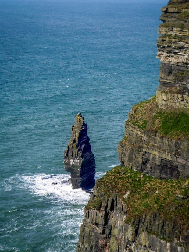 The sea stack at the foot of Ireland's Cliffs of Moher
