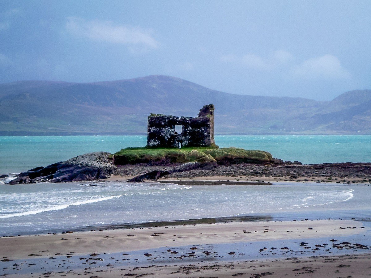 House ruins on small island just off the coast in Ireland