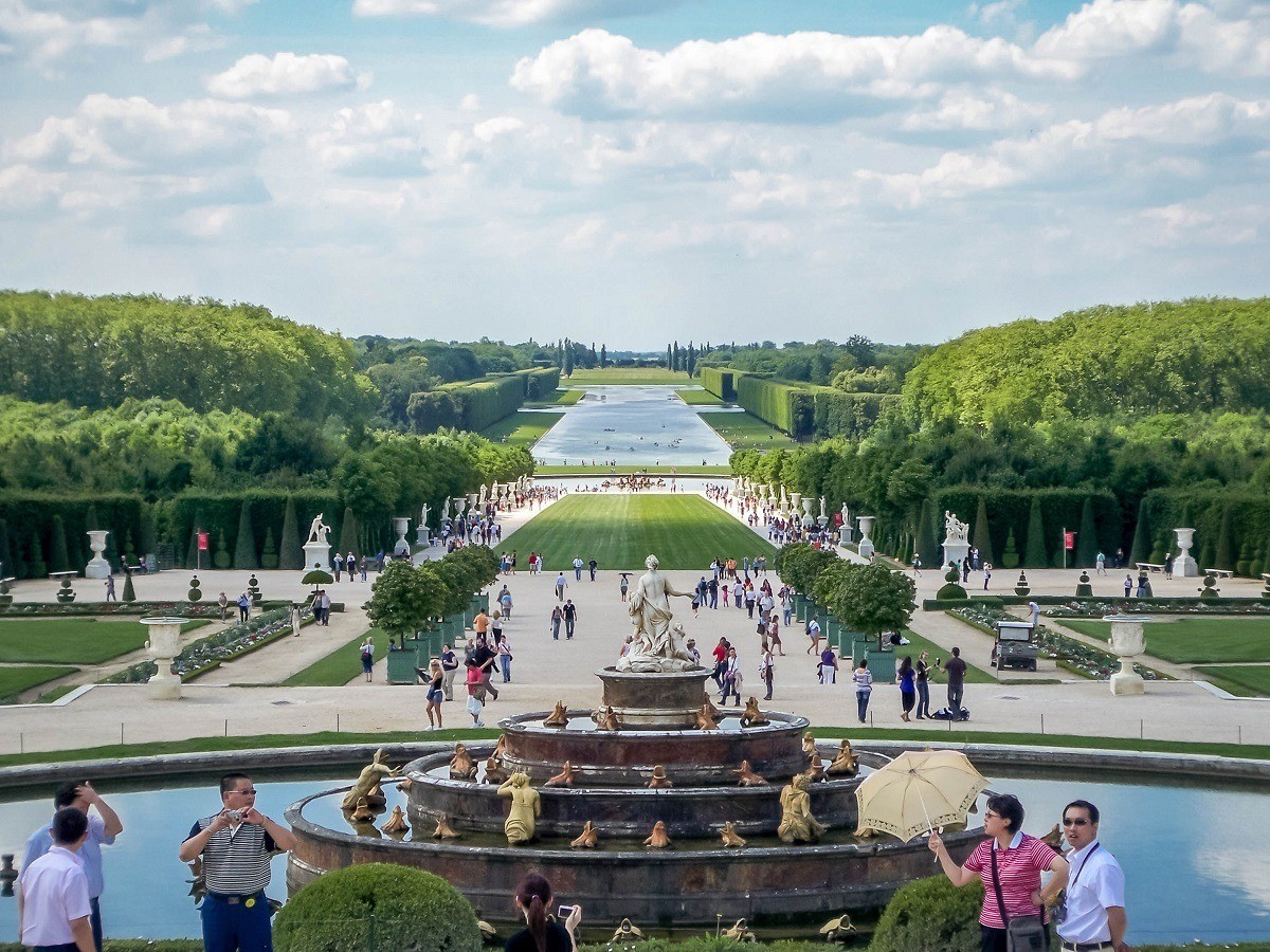 The vast Versailles gardens and Grand Canal including the fountain