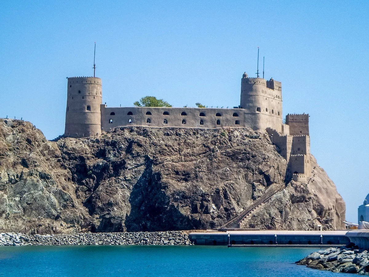 The ancient Al Jalali Fort at the harbor in Muscat
