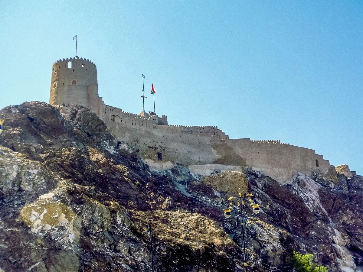 The Muttrah Fort towers above the harbor
