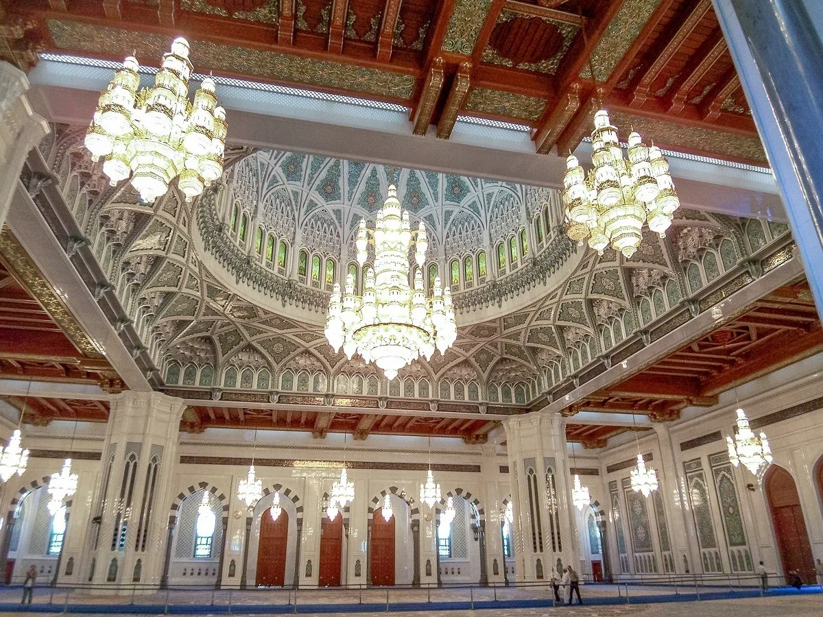 Inside the Sultan Qaboos Grand Mosque in Muscat