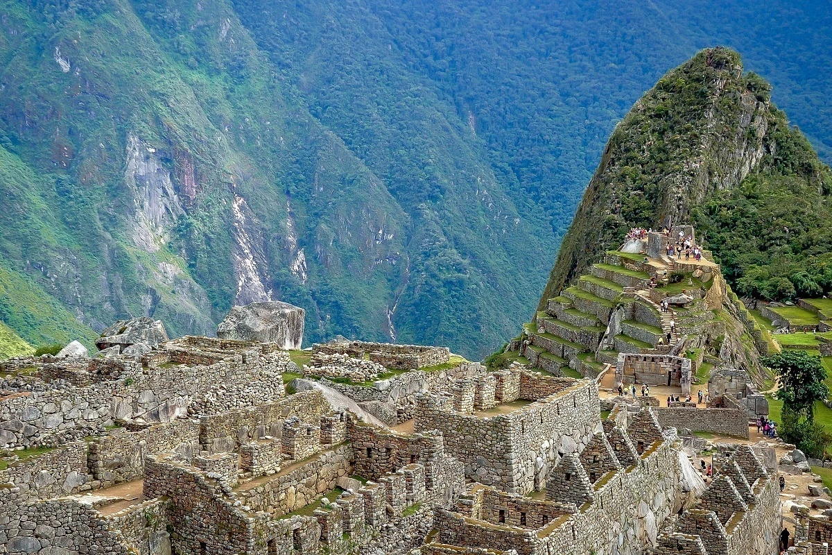 The ruins of  buildings at Machu Picchu