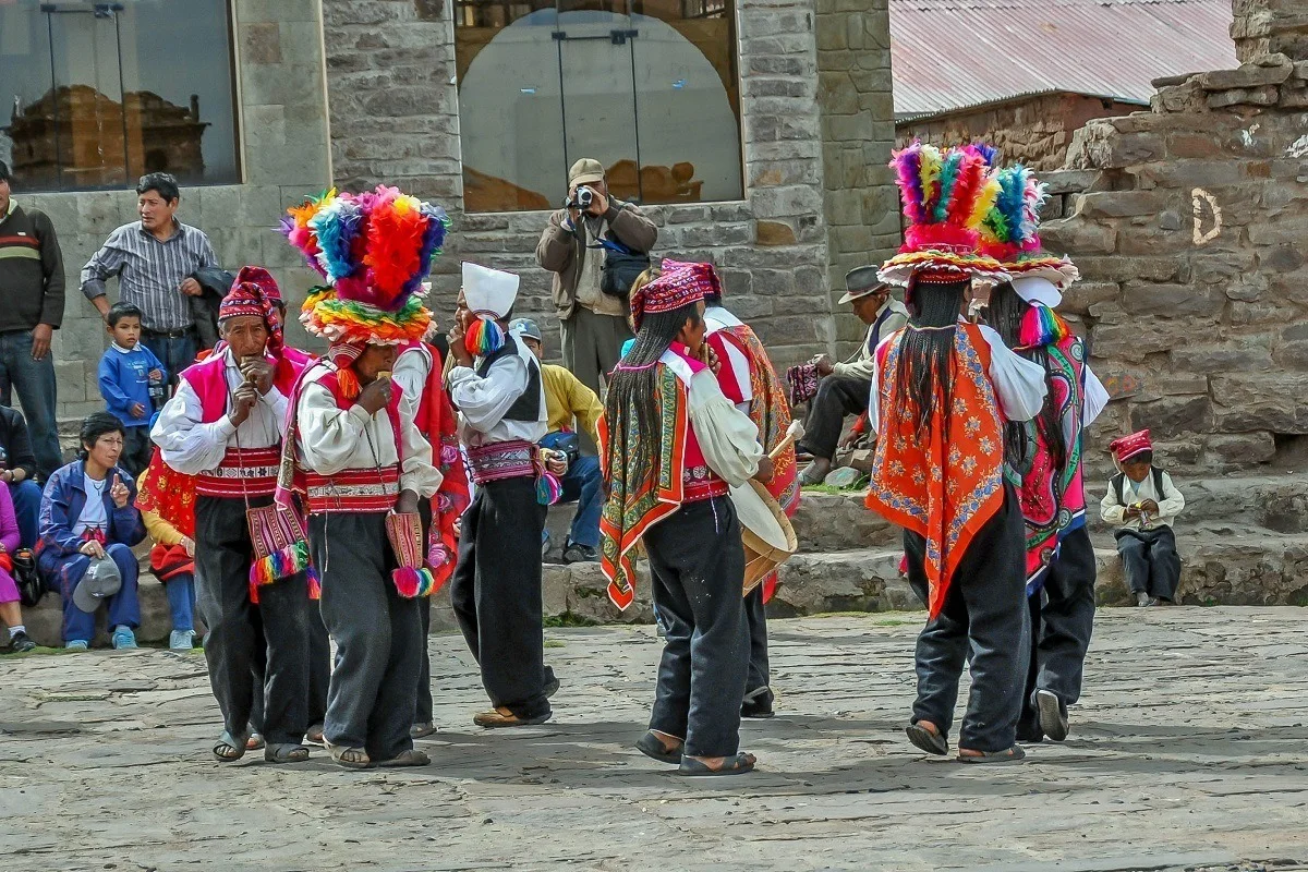 Traditional musicians in a celebration on Taquile Island