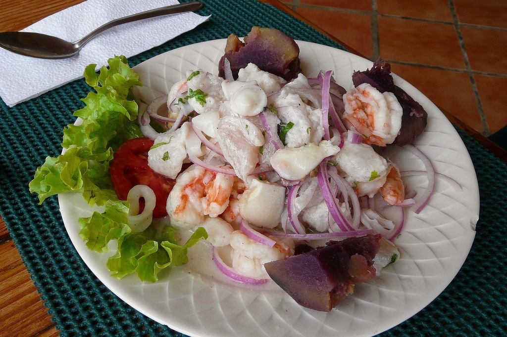 Plate of seafood ceviche