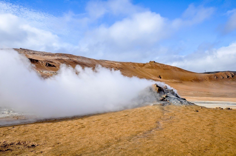 A steam vent at Hverir near the boiling mud pits