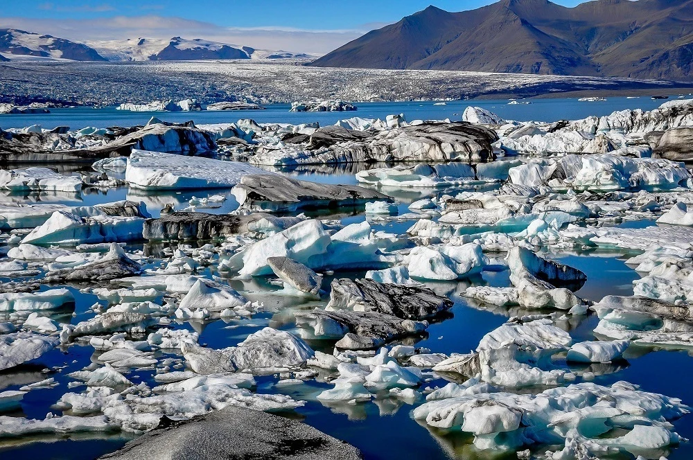 Jokulsarlon lagoon filled with icebergs
