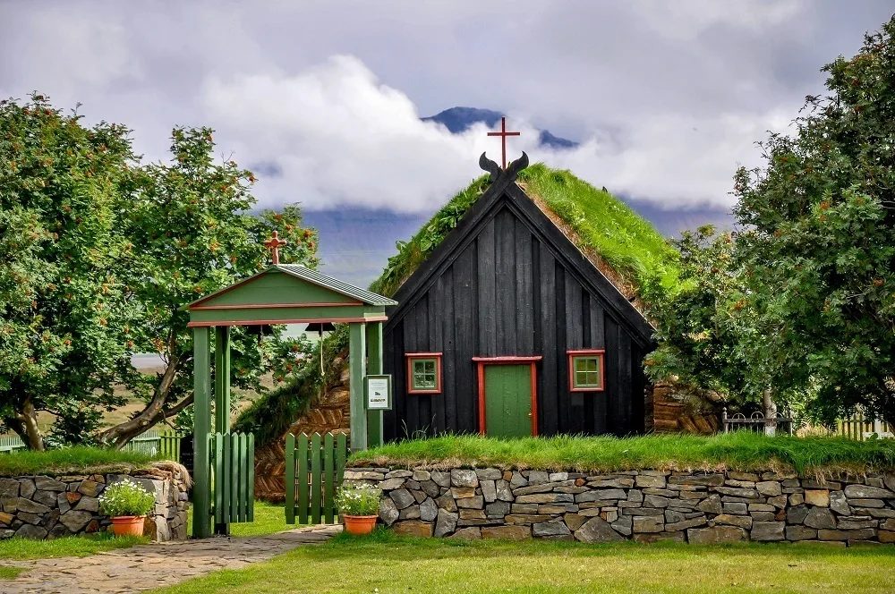 A turf church in Iceland
