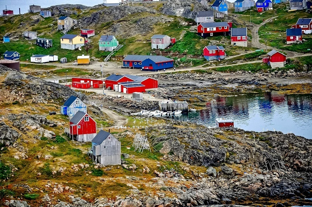 The brightly-colored houses in Greenland