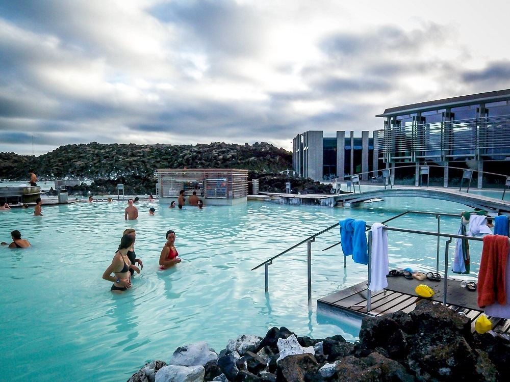 Swimmers in the blue waters of the Blue Lagoon