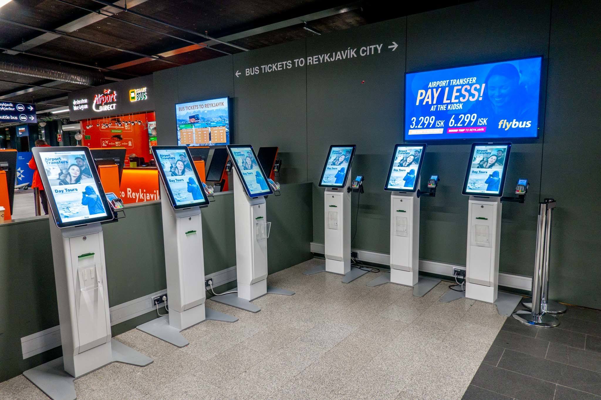 The kiosks at the Keflavik Airport in Reykjavik