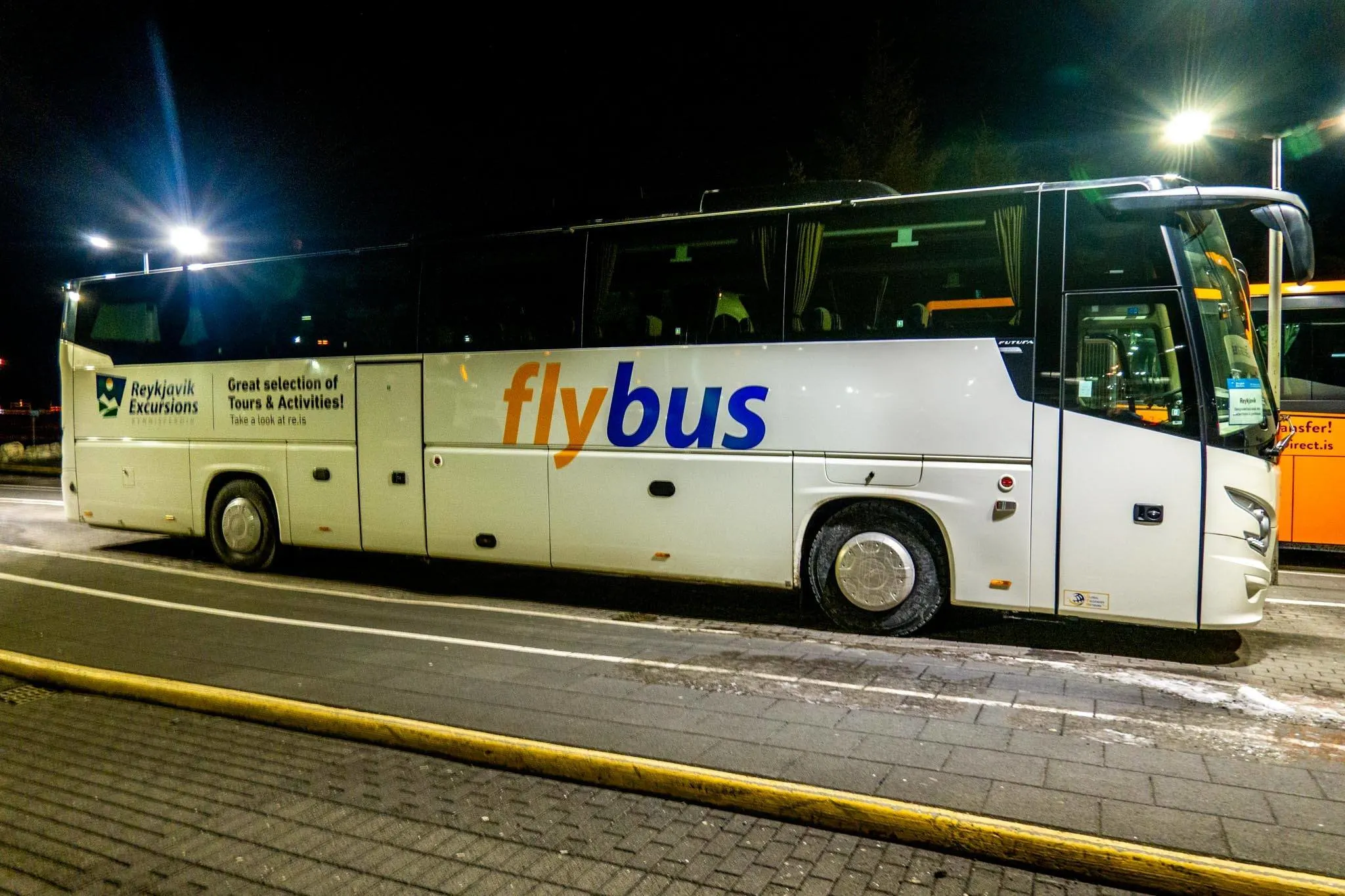The Flybus sitting at the Keflavik airport