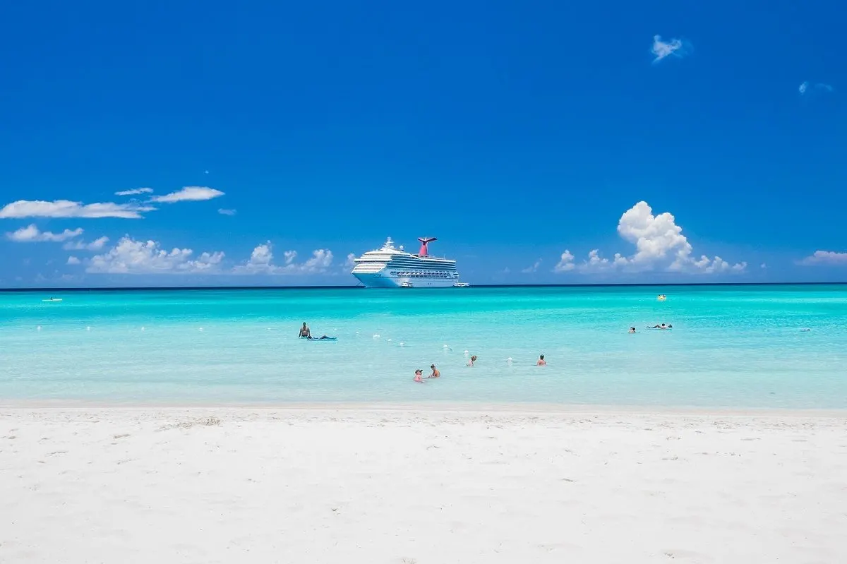 Cruise ship at Half Moon Cay Beach
