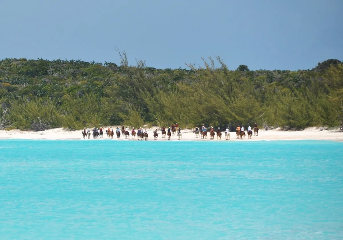 Horseback riding on the beach at Half Moon Cay