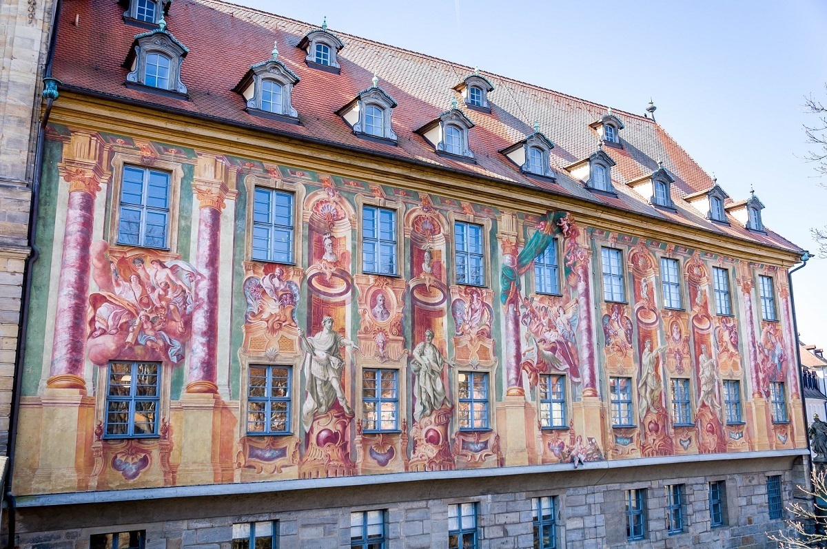 The frescoes on the Alte Rathaus in Bamberg, Germany