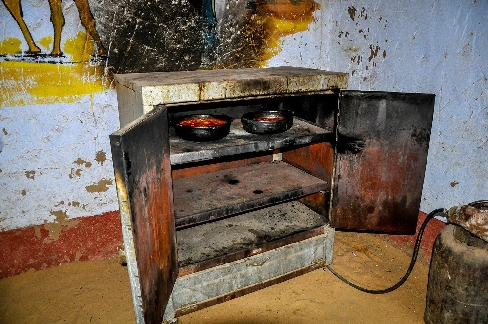 Dishes in oven in an Egyptian home