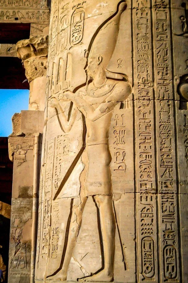 Pharaoh relief at Kom Ombo in Egypt
