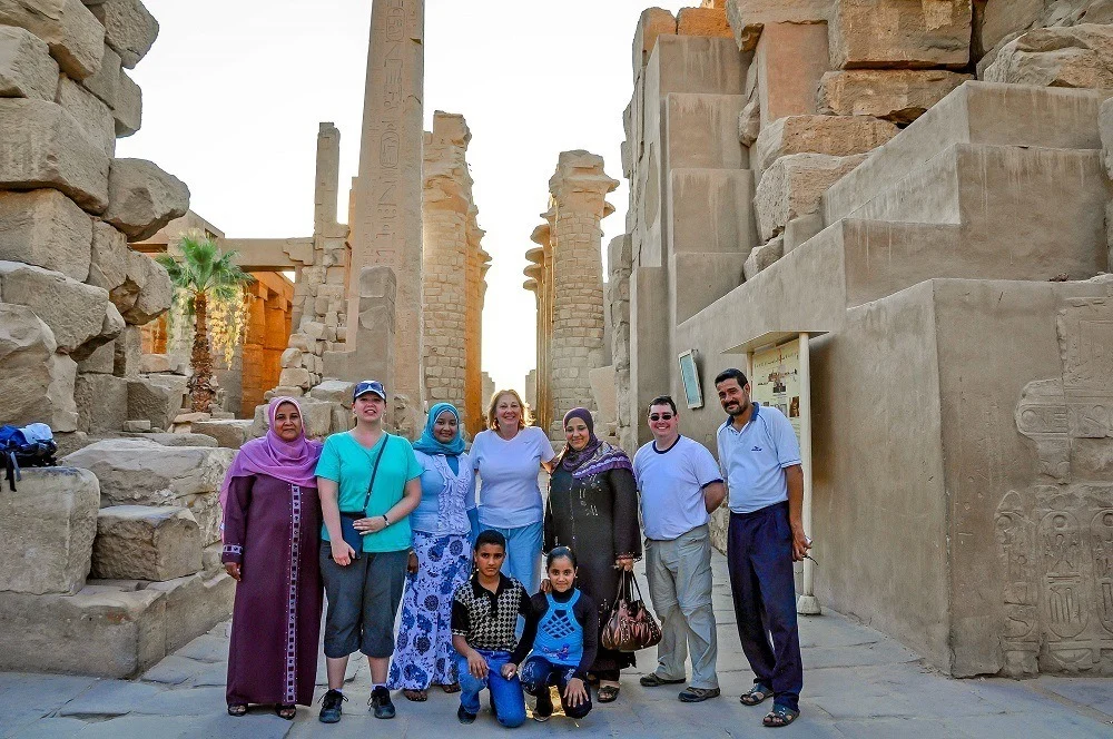 Meeting local people at the Temple of Karnak
