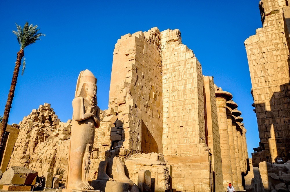 Statues and columns at Karnak Temple in Egypt