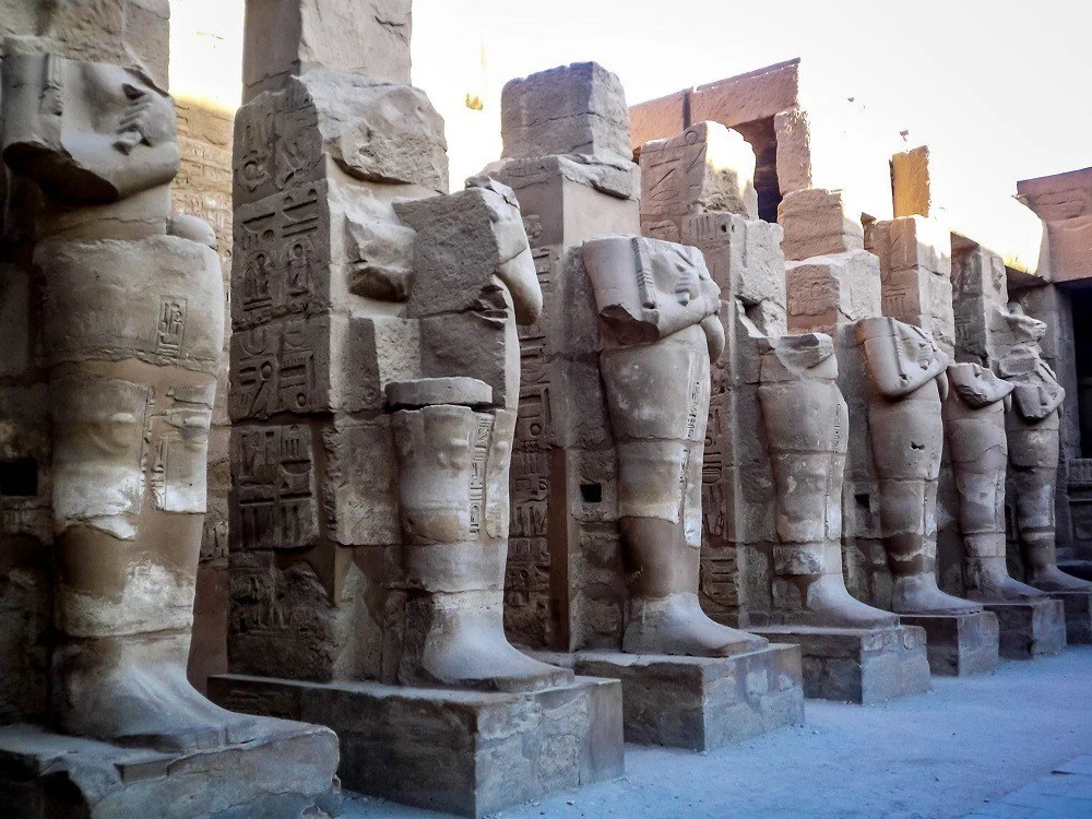 Pharaoh statues at the Temple of Karnak in Egypt