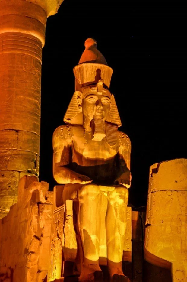 Seated pharaoh statue at Luxor Temple