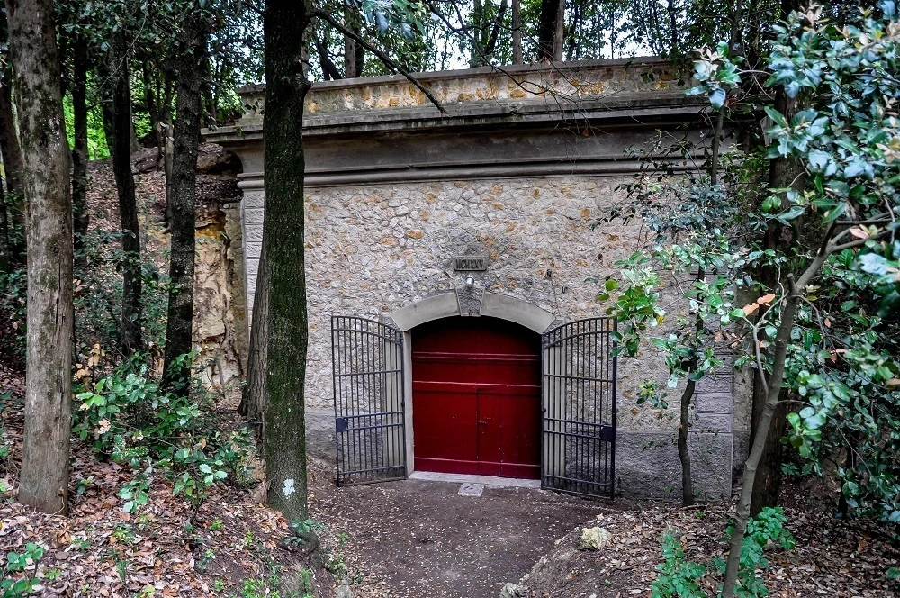 Entrance to the wine cave at Fattoria Il Piano