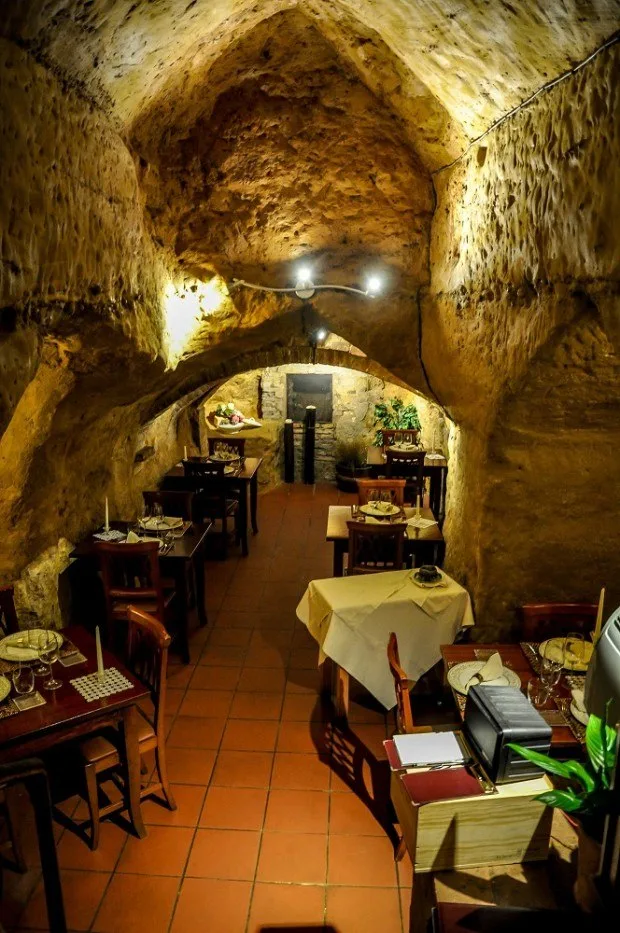 Interior of the restaurant located inside the Etruscan tombs