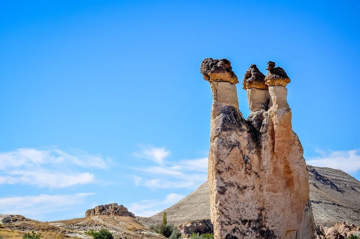 The fairy chimneys or stone pillars at Pasabag in Cappadocia