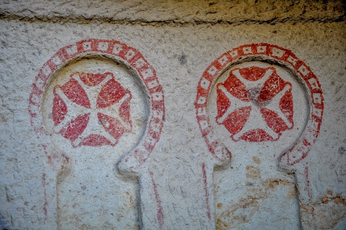 Paintings of Christian symbolism in the caves