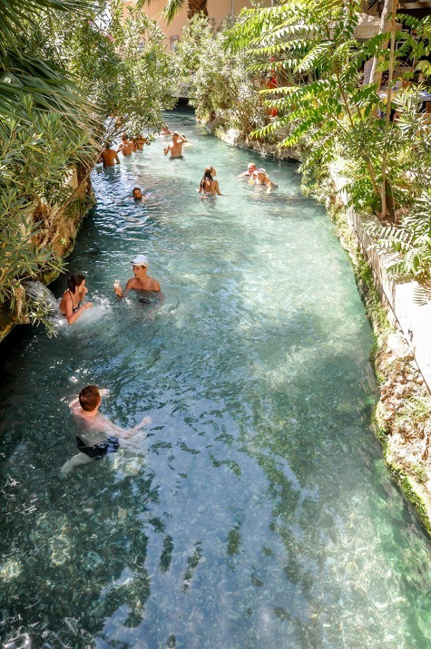 People enjoying the Pamukkale Turkey hot springs