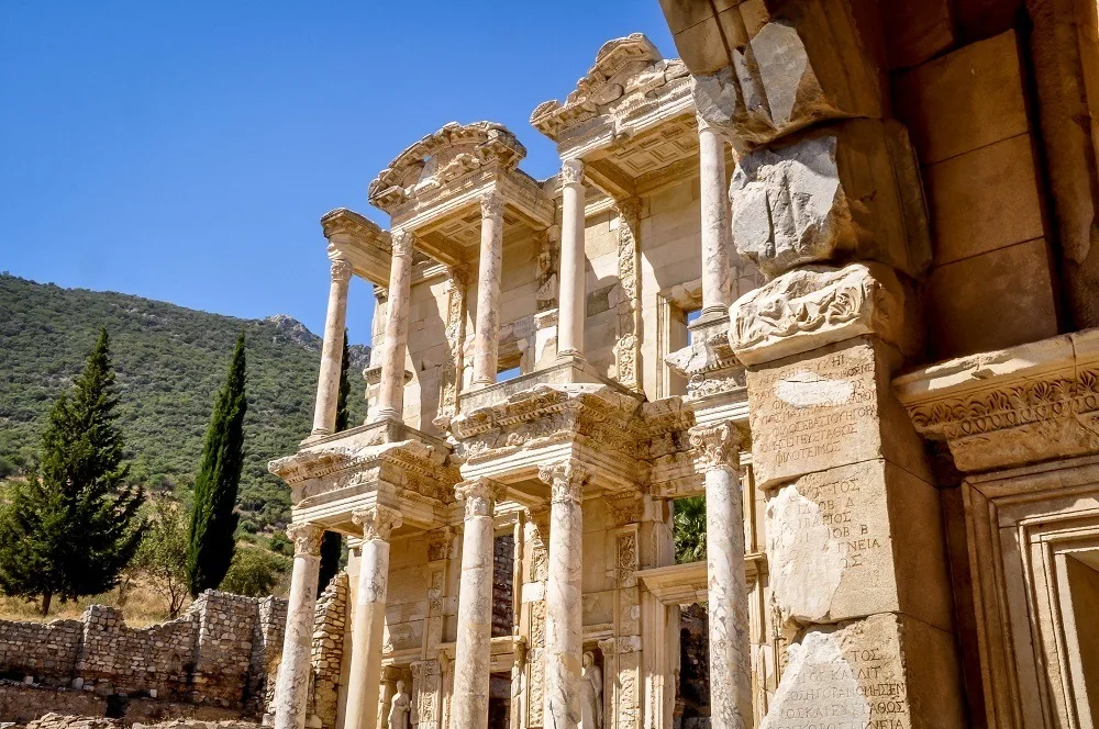 The facade of the Library of Celsus at Ephesus Turkey