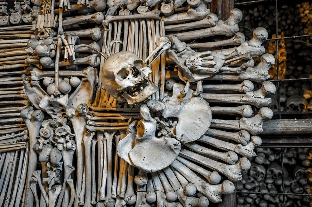 Ornate sculpture at the Kutna Hora Bone Church