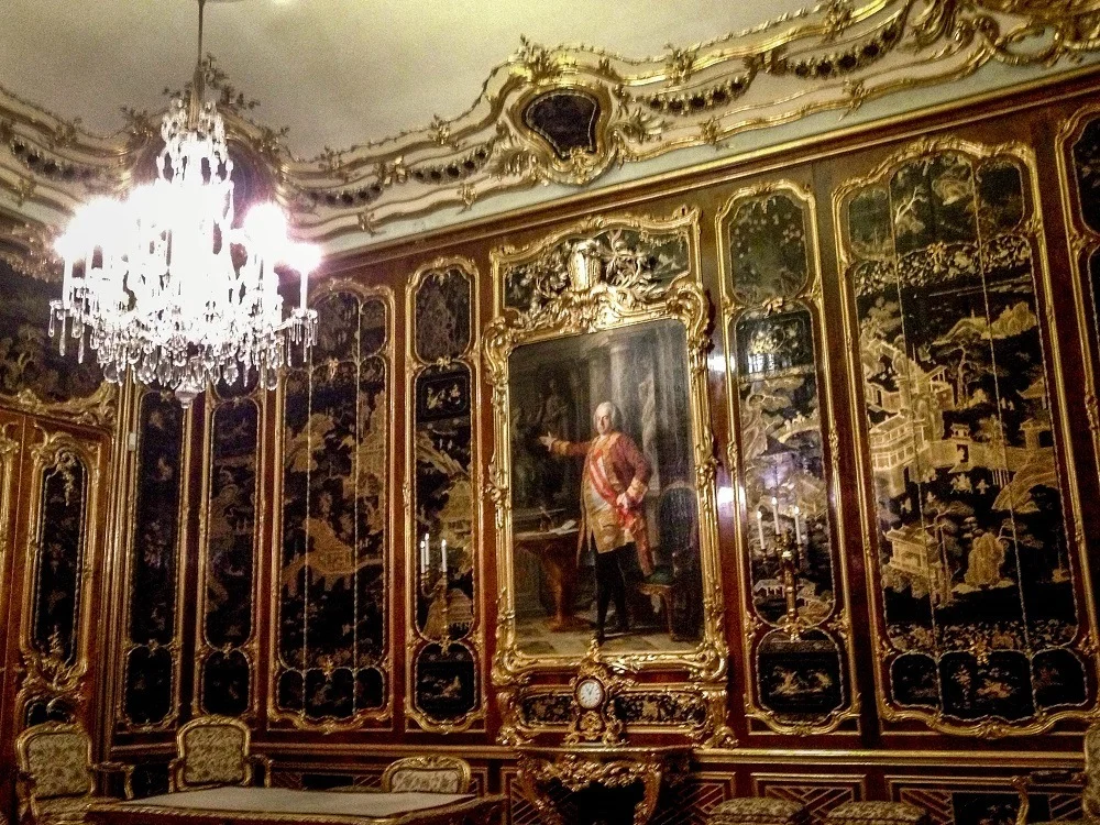 Dark Asian-inspired room in Schonbrunn Palace Vienna