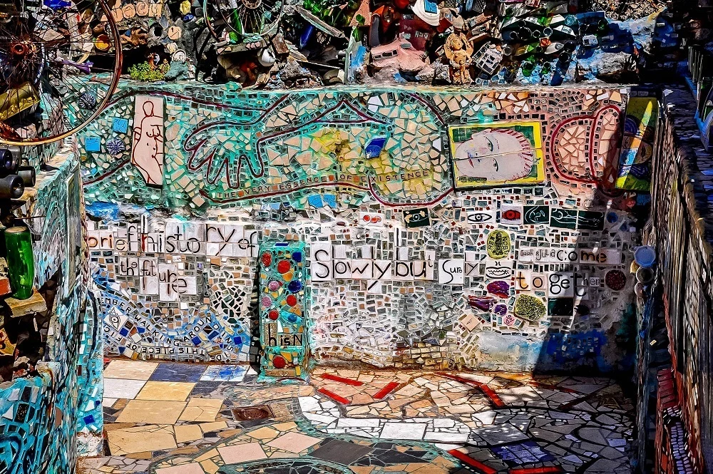 Brightly-colored mosaic at the Magic Gardens