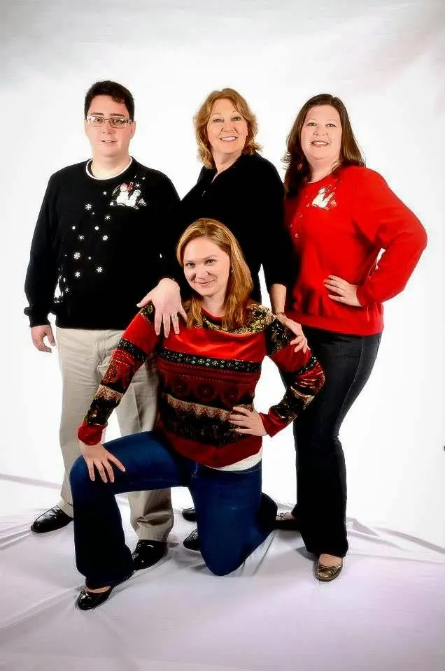Awkward family photos of people wearing ugly Christmas sweaters