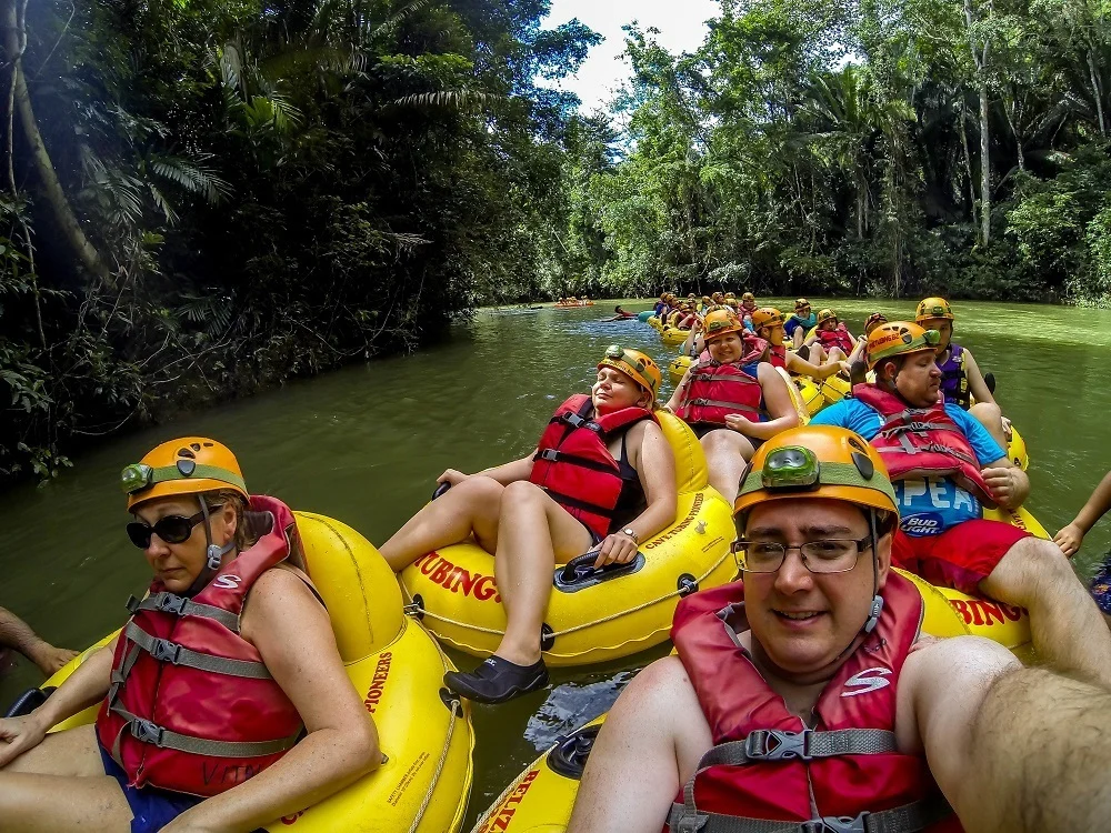 Our family tubing on a river