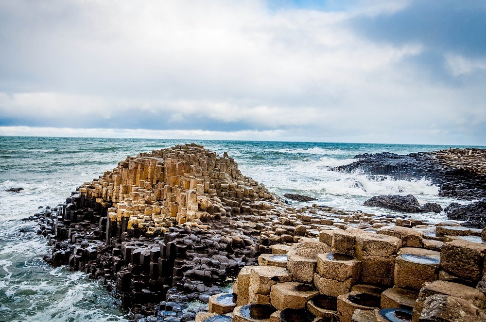 Basalt rocks jutting into the ocean