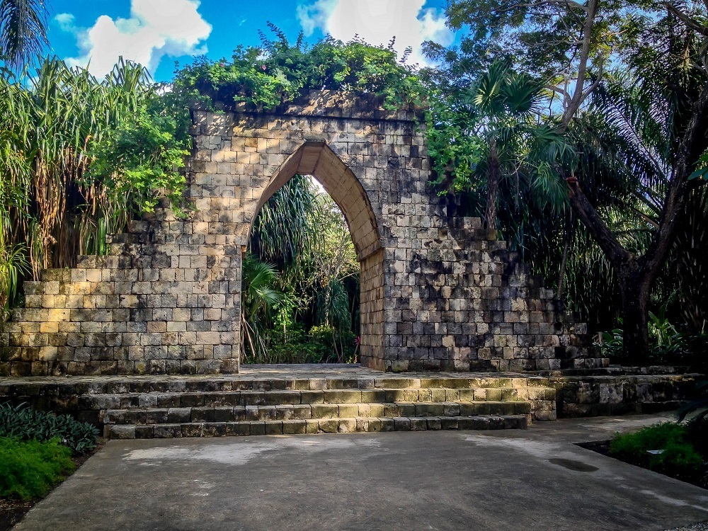 Replica Mayan ruins at Chankanaab National Park.  Visiting Chankanaab Park Cozumel is one of the top things to do in Cozumel on your own.
