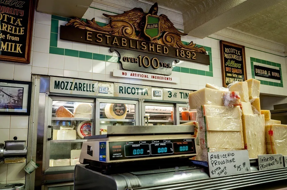 The Italian cheese counter at Alleva Dairy