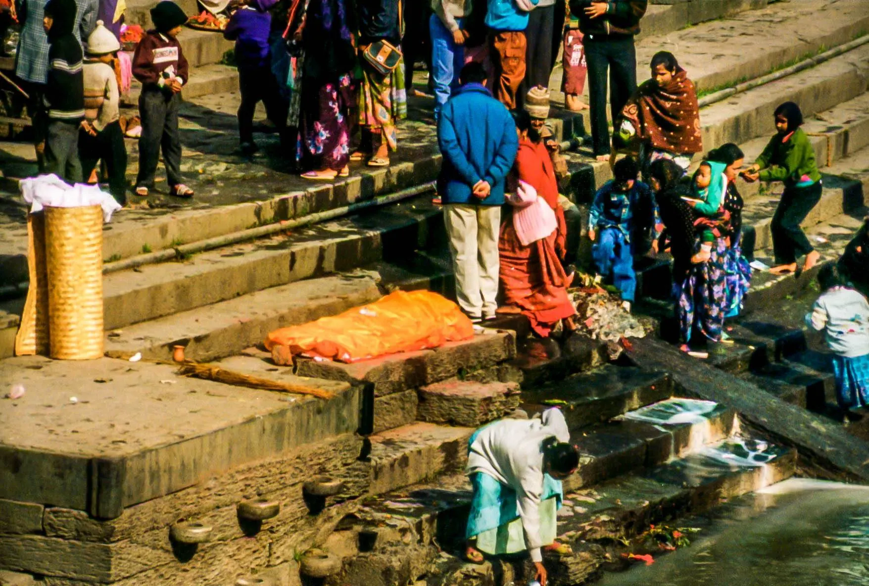 Cremation ceremony at the Bagmati River in Kathmandu, Nepal