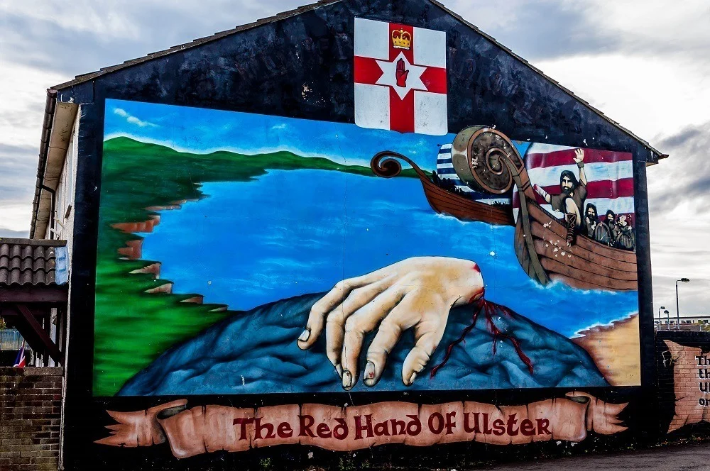 One of the Belfast murals incorporating the Red Hand of Ulster