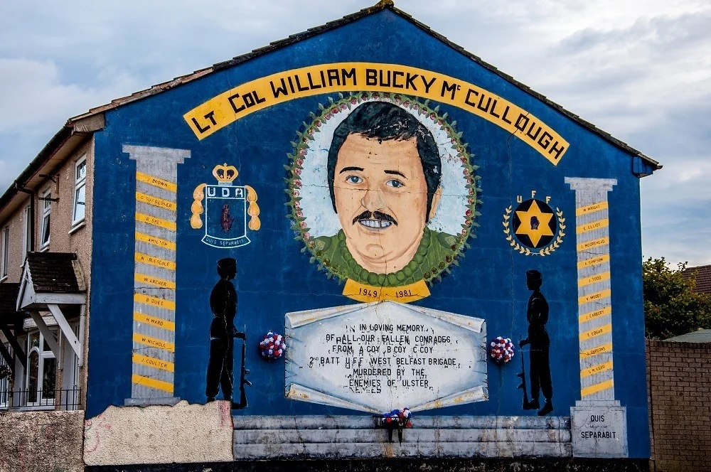 Blue mural depicting William "Bucky" McCullough