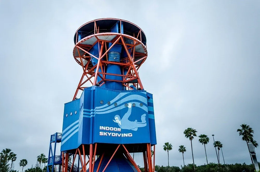 iFly indoor skydiving tower.