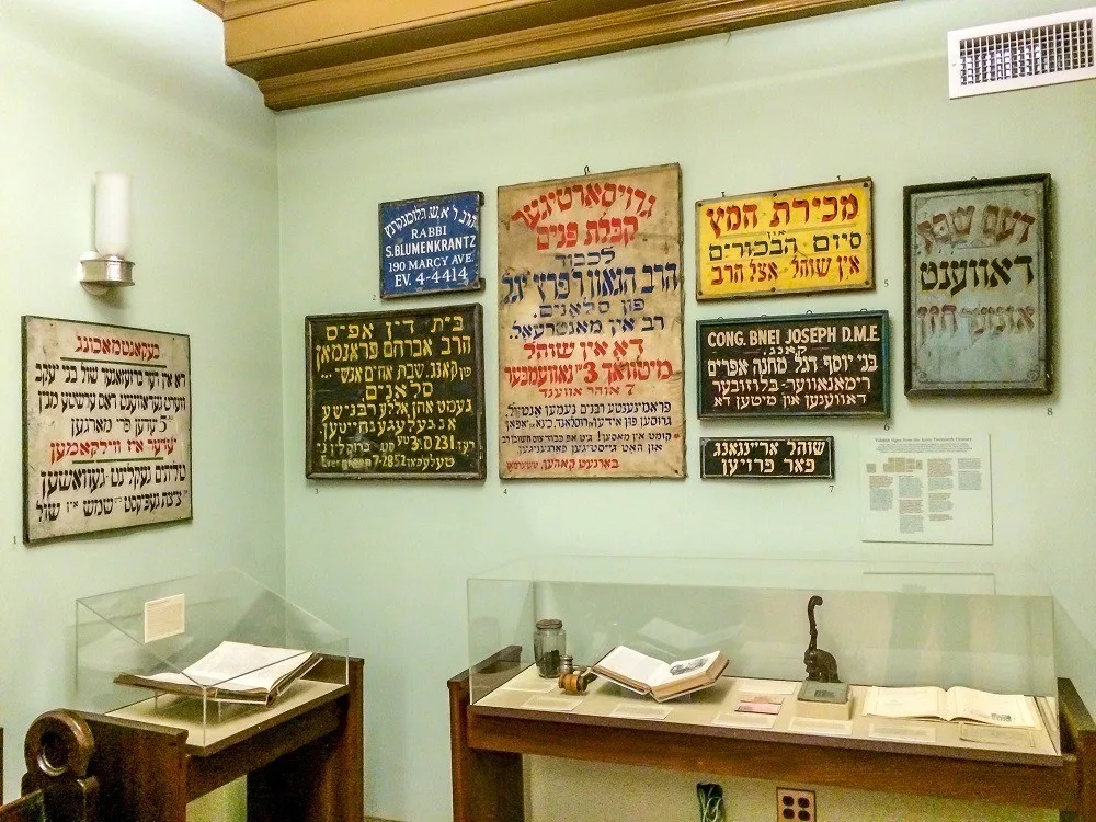 Artifacts of Jewish culture inside the Museum at Eldridge Street on a Lower East Side walking tour