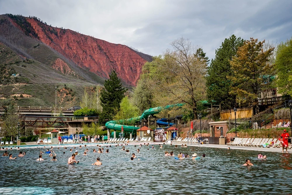 The water slides at the Glenwood Hot Springs Pool