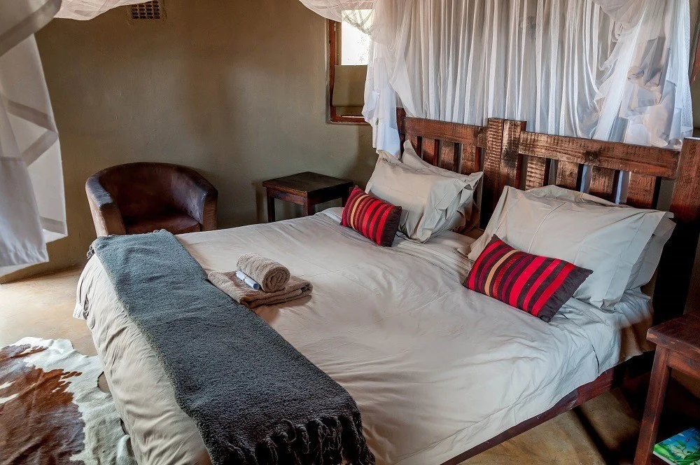 Inside our rondavel bedroom at Africa on Foot