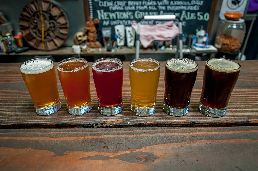 Tasting flight at a local craft brewery