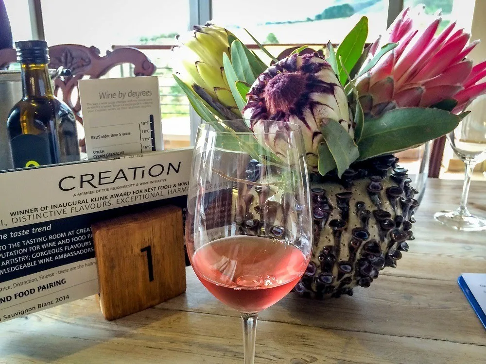The wines from Creation Wines outside of Hermanus, South Africa