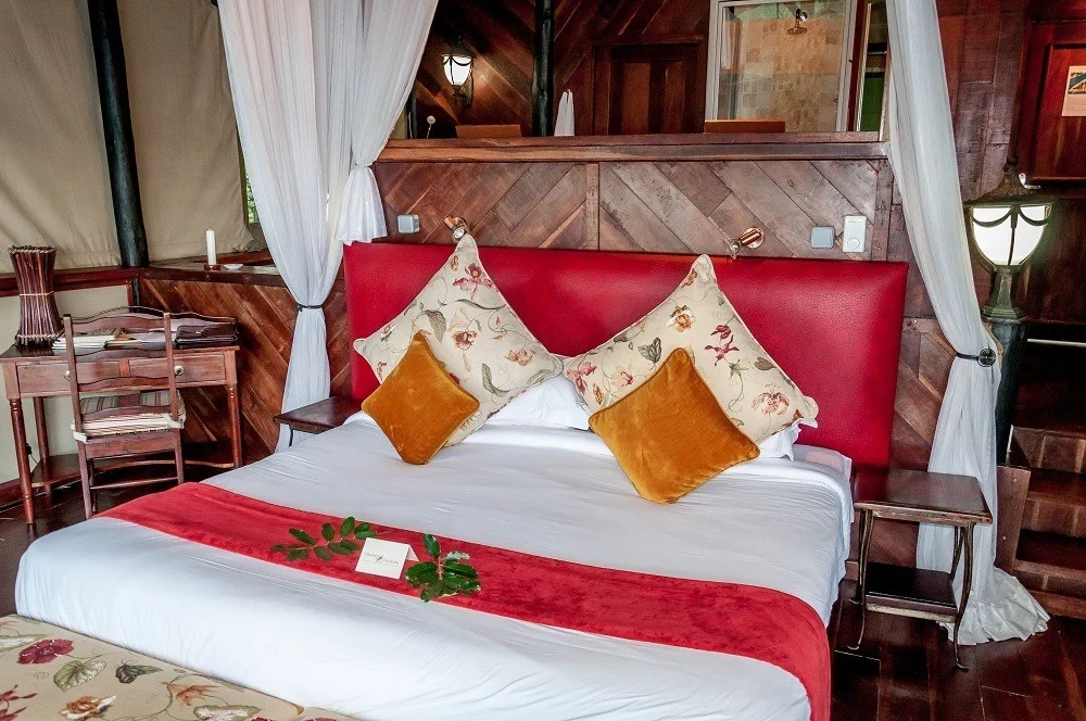 The bedrooms at Islands of Siankaba Lodge