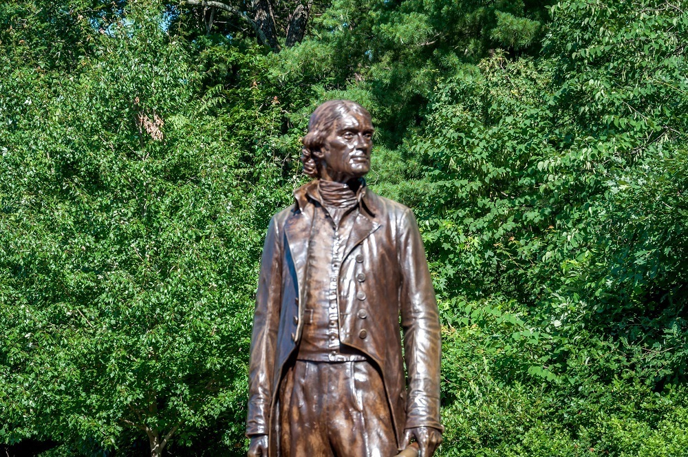 Statue of Thomas Jefferson at the Visit Monticello visitor's center